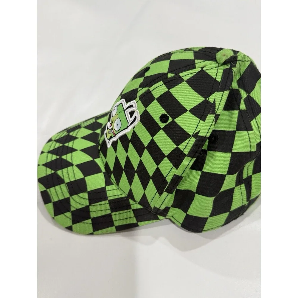 Nickelodeon Green and Black Checker Spencer's Invader Zim Gir Cap Hat Adjustable